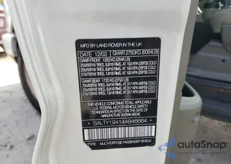 2004 Land Rover Discovery Ii Se from USA, damaged, VIN SALTY19414A846664